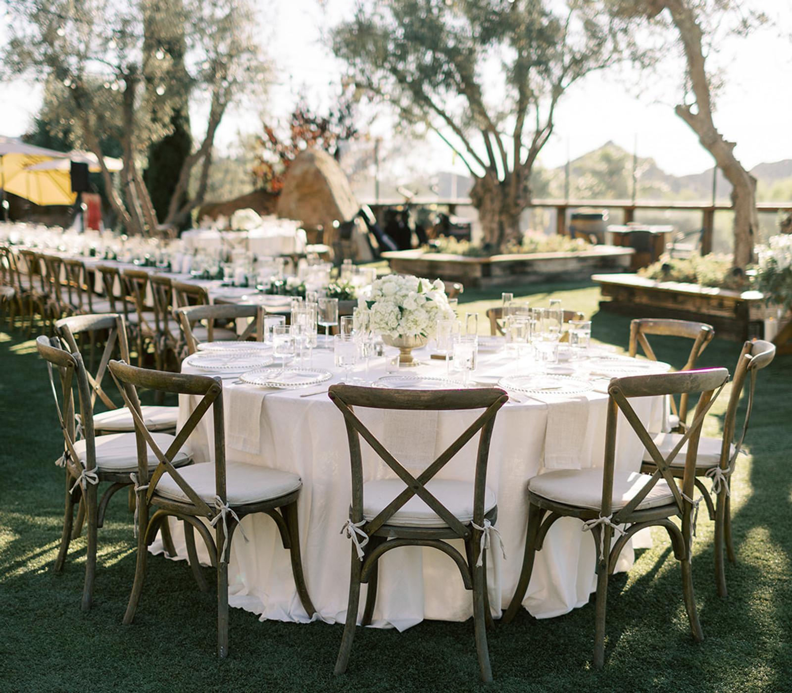 Classic white wedding florals at Cielo Farms