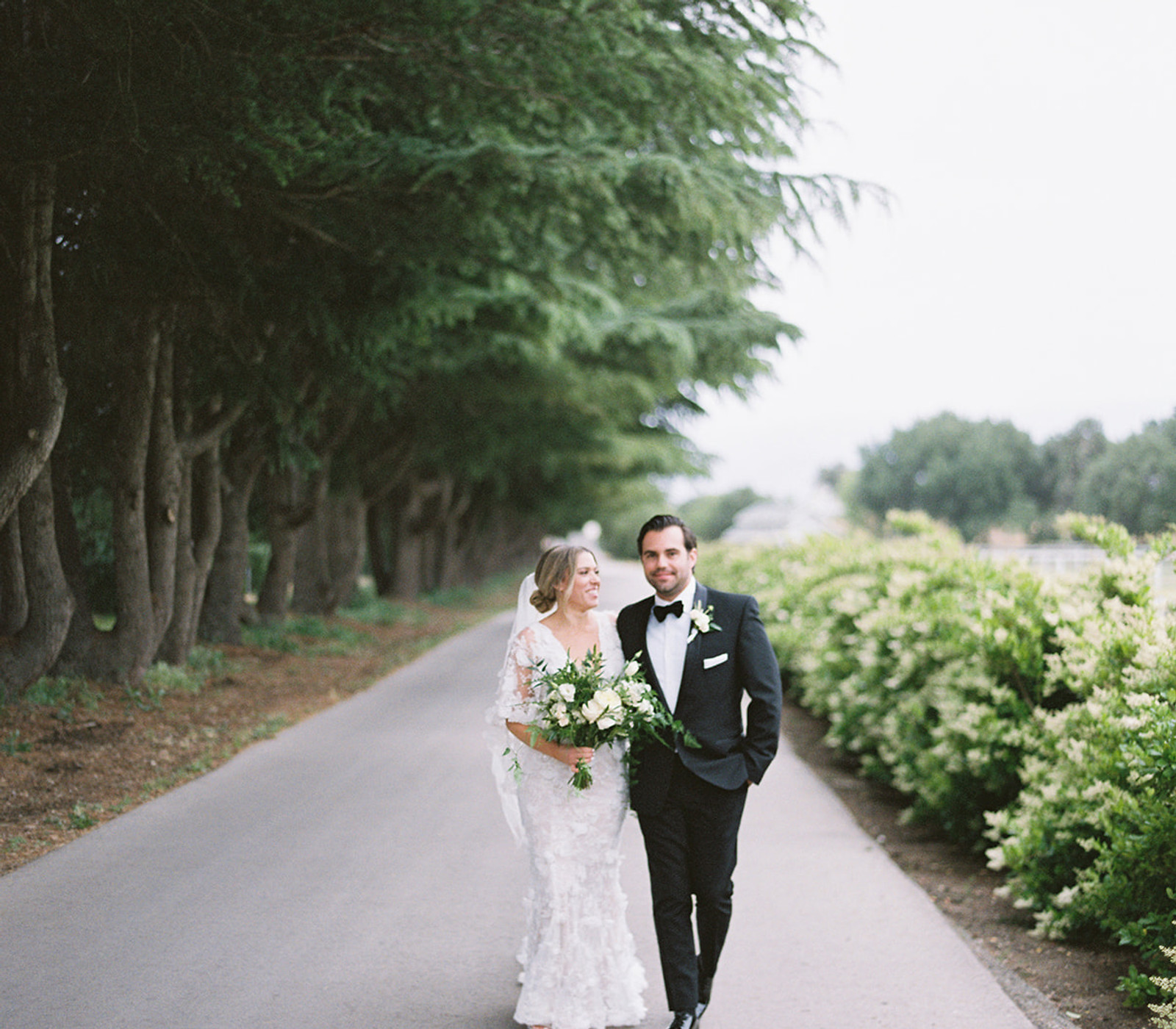 Classic wedding ceremony florals at Roblar Farm